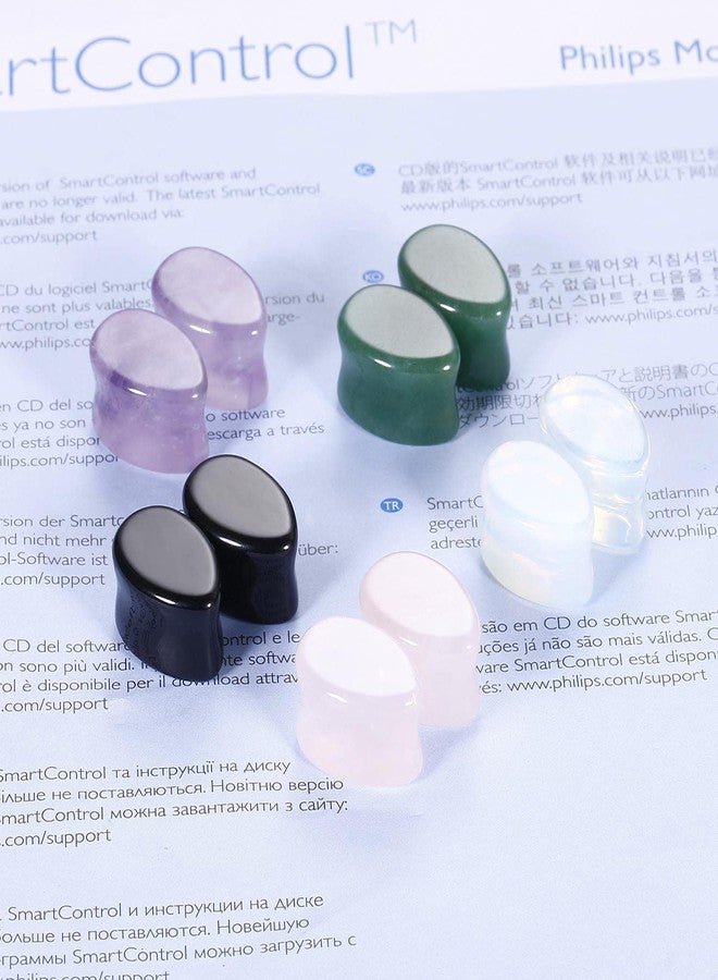Decentraland 2 Pairs Stone Ear Gauges Earrings Teardrop Shape Stone Ear Gauges Plugs Jewelry 10mm(00g) - Image 3